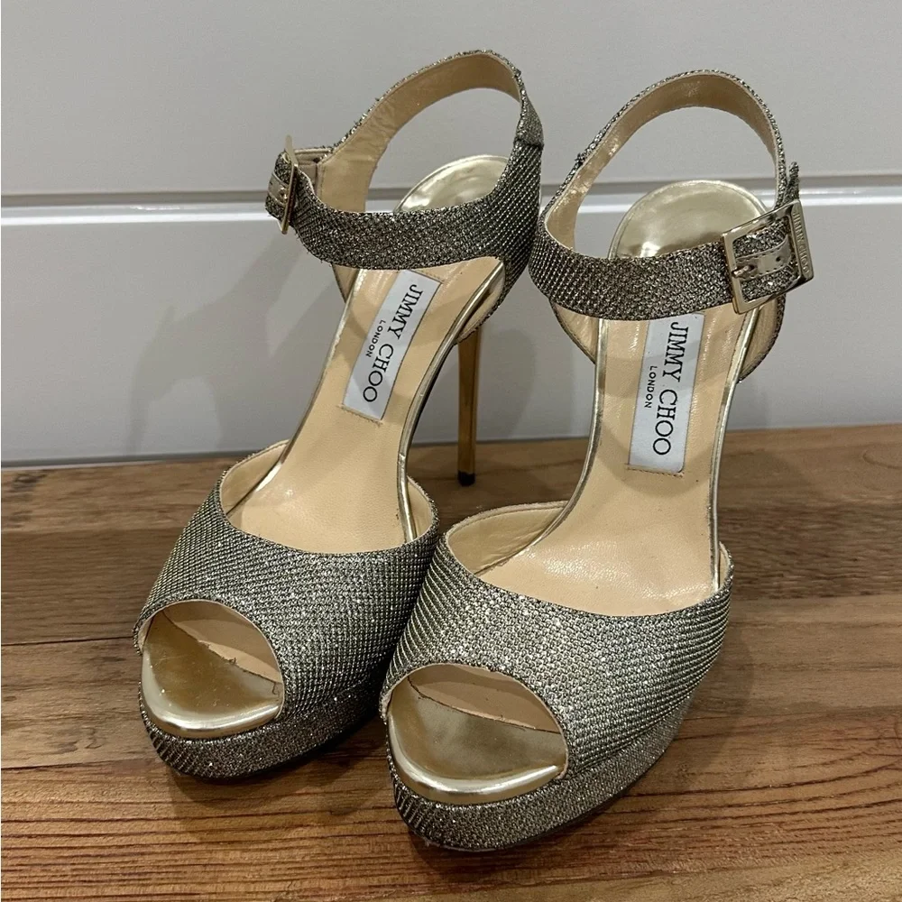 Jimmy Choo Metallic Kayden Bronze Platform Size 40 - Picture 2 of 8